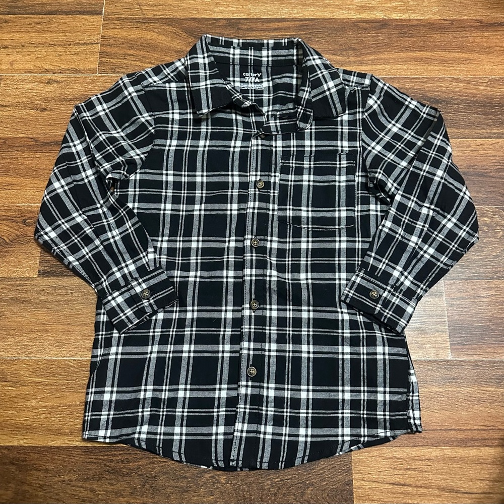 Carter's Kids Black and White Plaid Button Down Shirt